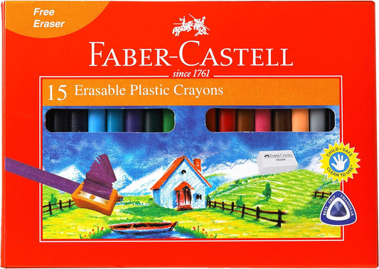 Faber Castell Erasable Plastic Crayons - 15 Shades