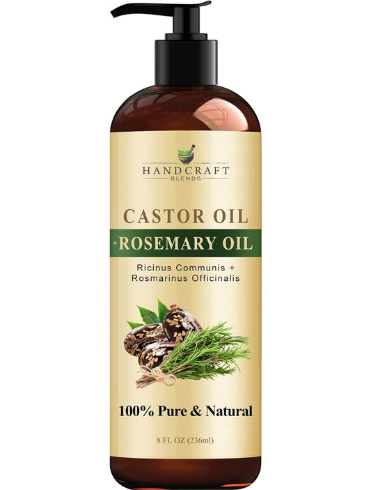 Handcraft Castor Oil with Rosemary Oil for Hair Growth, Eyelashes, Eyebrows - Hair Styling Oil - 100% Pure and Natural Carrier Oil Hair, Body Oil - Moisturizing Massage Oil for Aromatherapy - 8 fl. Oz ThEverest