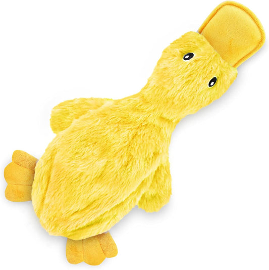 Best Pet Supplies Crinkle Dog Toy for Small, Medium, and Large Breeds, Cute No Stuffing Duck with Soft Squeaker, Fun for Indoor Puppies and Senior Pups, Plush No Mess Chew and Play - Yellow ThEverest