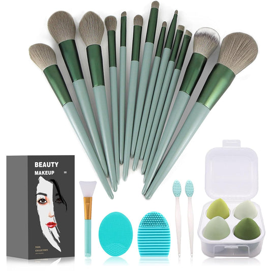 Makeup Brushes 22 Pcs Makeup Kit,Foundation Brush Eyeshadow Brush Make up Brushes Set (Green, 22 Piece Set) ThEverest