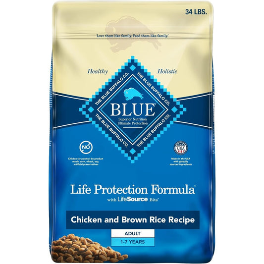 Blue Buffalo Dog Food, Life Protection Formula, Natural Chicken & Brown Rice Flavor, Adult Dry Dog Food, 34 lb Bag ThEverest