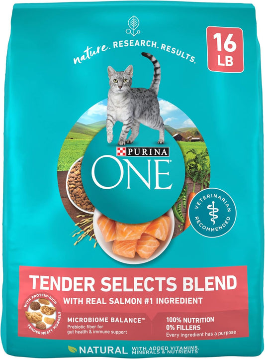 Purina ONE Natural Dry Cat Food, Tender Selects Blend With Real Salmon - 16 lb. Bag ThEverest