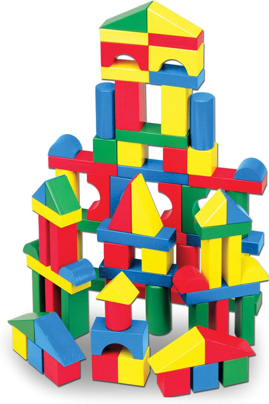 Melissa & Doug Wooden Building Set - 100 Blocks in 4 Colors and 9 Shapes ThEverest