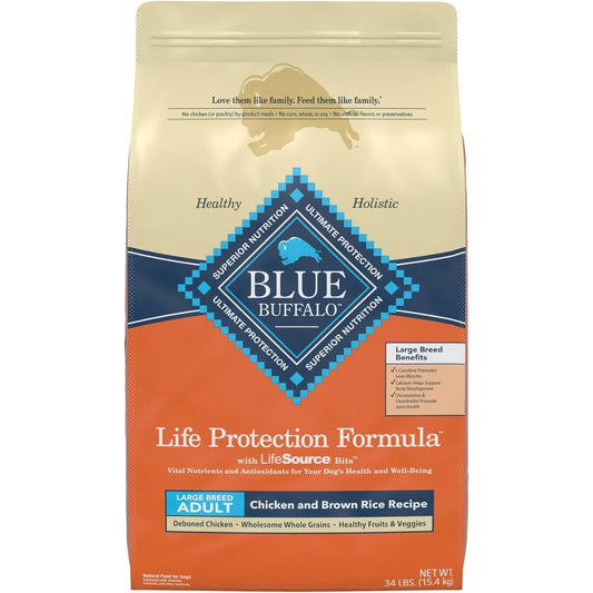 Blue Buffalo Life Protection Formula Natural Adult Large Breed Dry Dog Food, Chicken and Brown Rice 34-lb ThEverest