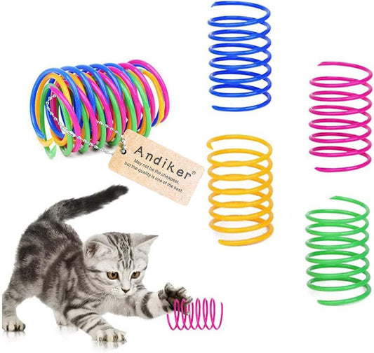 Andiker Cat Spiral Spring, 12 Pc Creative Toy to Kill Time and Keep Fit Interactive Durable Heavy Plastic Colorful Toy for Swatting, Biting, Hunting Kitten Toys ThEverest