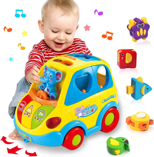 DUMMA Baby Toys 12-18 Months Musical Bus Toys for 1 2 3 4+Year Old Boys Girls Birthday Gifts,Early Education Learning Toy with Fruit/Music/Lighting/Smart Shapes for 18-24 Months ThEverest