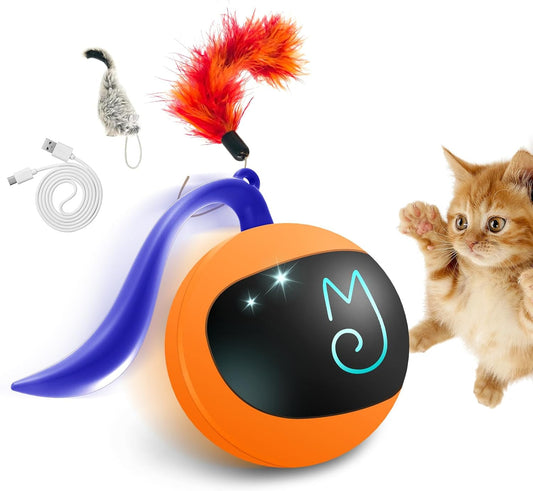 Migipaws Interactive Cat Ball Toy Set, Fun Tracker, Automatic Rolling Chase Ball with Fluffy Tail, A Small Mice, Rechargeable ThEverest