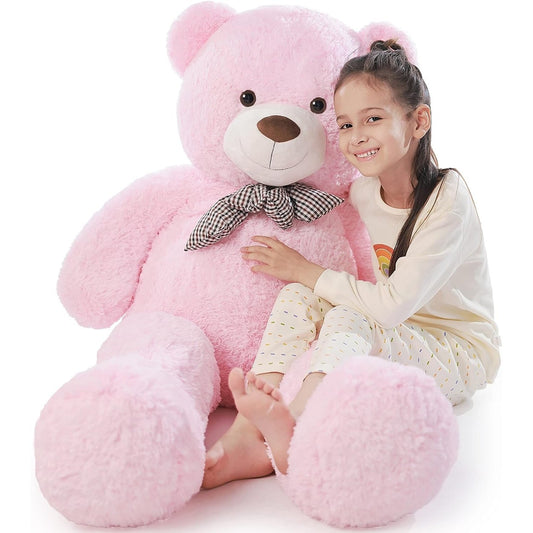 Poutmac Big Teddy Bear 4Ft Giant Pink Soft Stuffed Animals Cute Plush Toy for Girlfriend Women Kids for Valentine's Christmas Birthday ThEverest