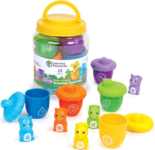 Learning Resources Snap-n-Learn Surprise Squirrels, 15 Pieces, Ages 18 Months+, Fine Motor Skills Toys, Colors and Numbers Recognition, Learning & Education Toys, Baby and Toddler Toys ThEverest