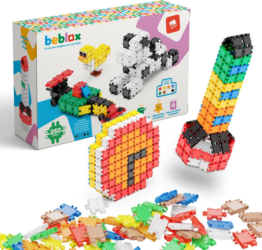 BEBLOX Building Blocks | Building Toys for Kids Ages 4-8 250-Piece Set - Learning & Educational Fun Stem Toys - Birthday Gifts for Boys & Girls Age 4 5 6 7 8 9 10 11 & 12 Year Old Toys ThEverest