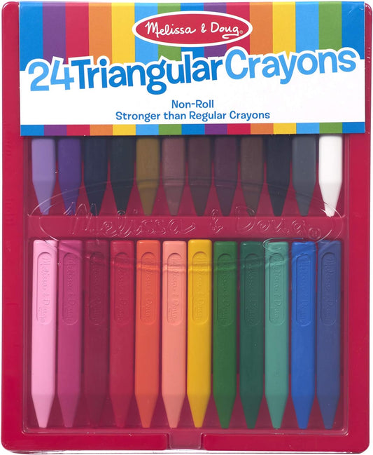 Melissa & Doug Triangular Crayons - 24-Pack in Flip-Top Case, Non-Rol