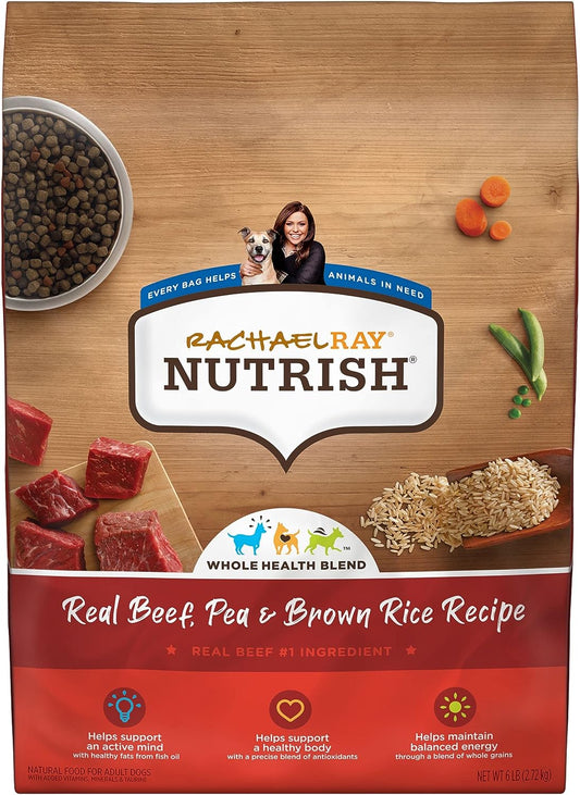 Rachael Ray Nutrish Premium Natural Dry Dog Food, Real Beef, Pea, & Brown Rice Recipe, 6 Pound Bag (Packaging May Vary) ThEverest