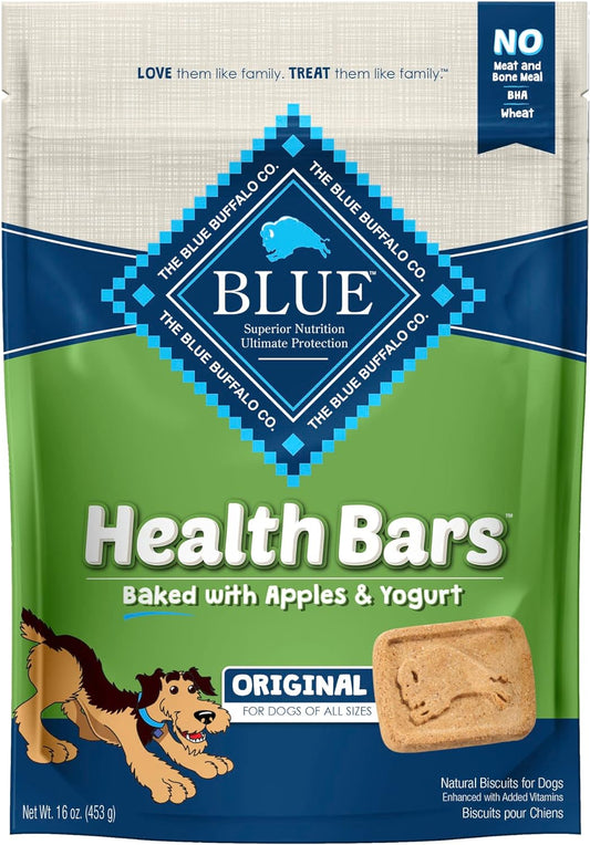 Blue Buffalo Health Bars Natural Crunchy Dog Treats Biscuits, Apple & Yogurt 16-oz Bag ThEverest