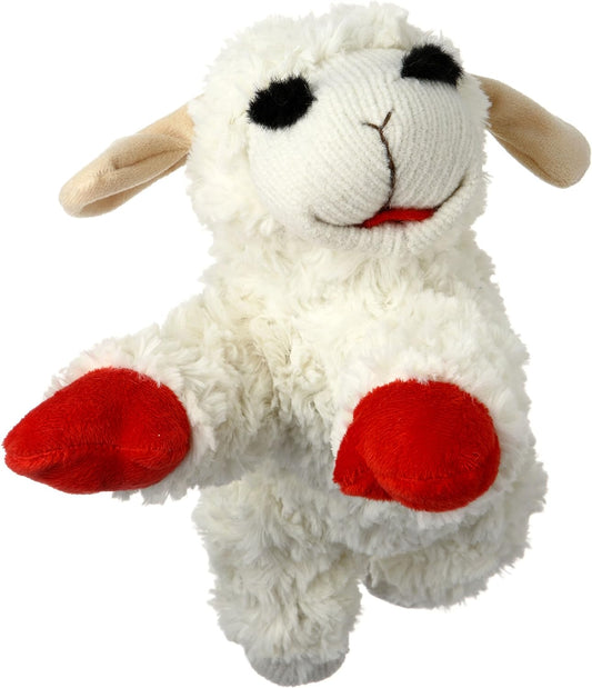 Multipet Plush Dog Toy, Lambchop, 10", White/Tan, Small