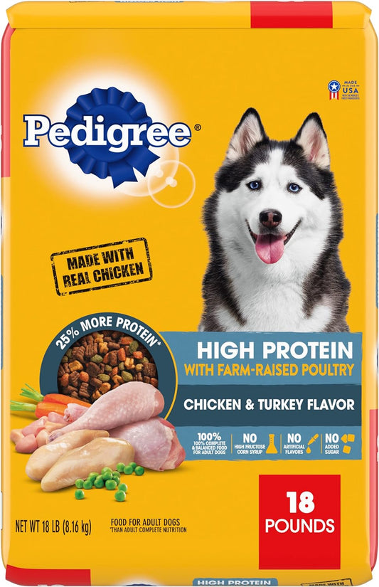 Pedigree High Protein Adult Dry Dog Food Chicken and Turkey Flavor Dog Kibble, 18 lb. Bag ThEverest