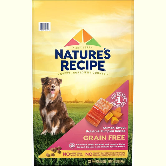 Nature′s Recipe Dry Dog Food, Grain Free Salmon, Sweet Potato & Pumpkin Recipe, 24 lb. Bag ThEverest