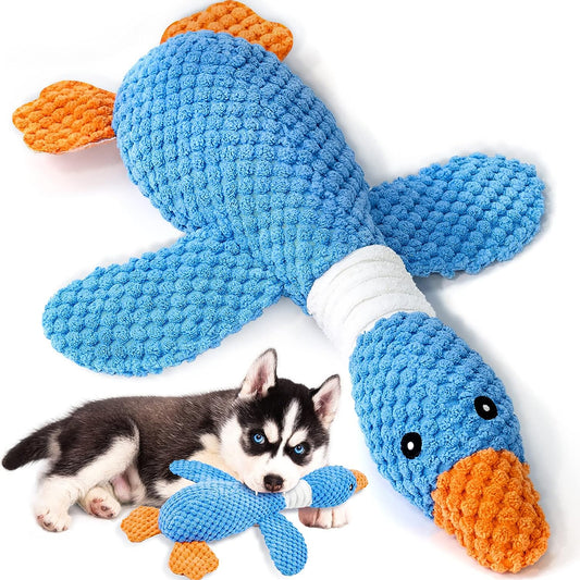 Vitscan Upgraded Goose Indestructible Dog Toys for Aggressive Chewers Small Medium Large Breed, Crinkle Squeaky Plush Dog Puppy Chew Toys for Teething, Duck Puppy Toys ThEverest