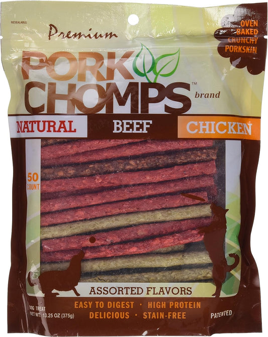 Pork Chomps Dog Chews, 5-inch Munchy Sticks, Assorted Flavors, 50 Count (Pack of 1) ThEverest